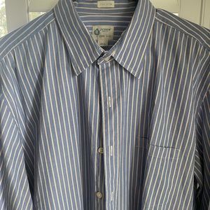 J Crew mens button dress shirt blue striped